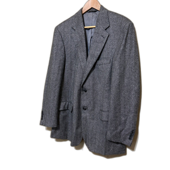 Perlis New Orleans 100% Cashmere Herringbone 2 Button Blazer Sport Coat Mens 40R - Picture 2 of 9